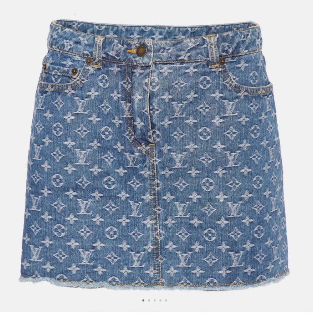 Louis Vuitton Blue Monogram Denim Mini Skirt with Washed Finish